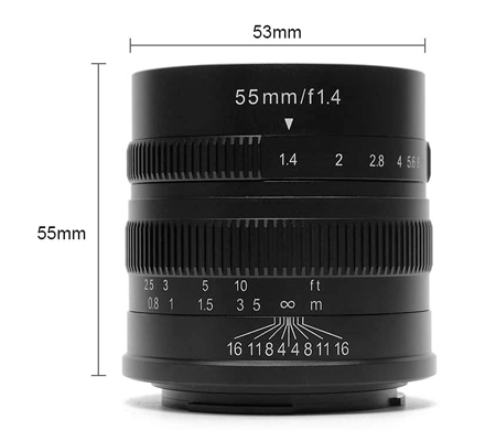 7artisans 55mm f/1.4 for Panasonic Olympus Micro Four Thirds Mount Black