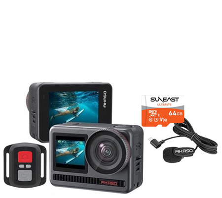 Akaso Brave 8 New Version Action Camera + External Mic Type-C + Suneast MicroSD 64GB