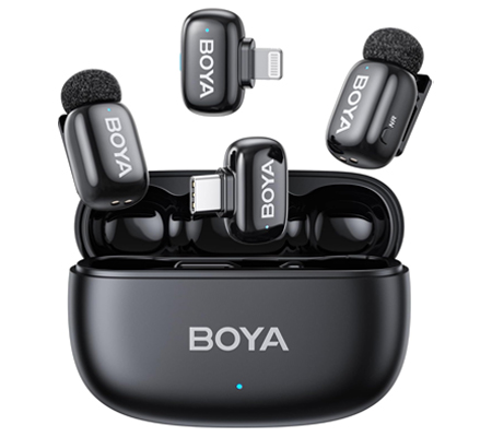 Boya Mini 2-01 Super Mini Wireless Microphone for USB Type-C & Lightning Matte Black