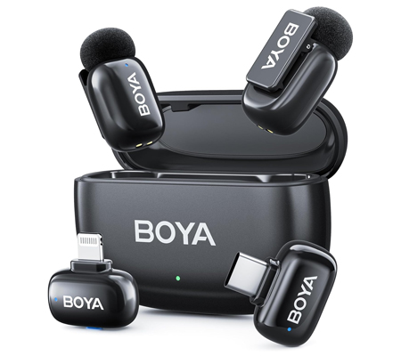 Boya Mini 2 Super Mini Wireless Microphone for USB Type-C & Lightning Matte Black