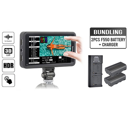 Desview R5 with 2 Battery + Charger Field Monitor 5.5Inch 4K Touch Screen On-Camera
