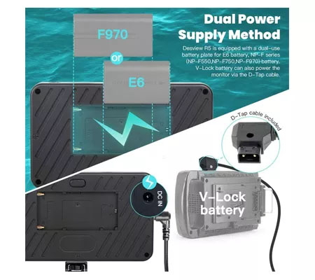 Desview R5 with 2 Battery Field Monitor 5.5Inch 4K Touch Screen On-Camera