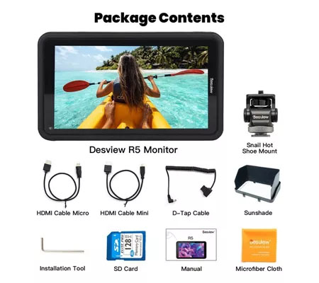 Desview R5 with 2 Battery Field Monitor 5.5Inch 4K Touch Screen On-Camera