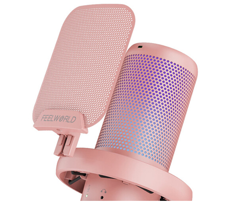 Feelworld VM1 AS USB Gaming Microphone with Boom Arm Pink