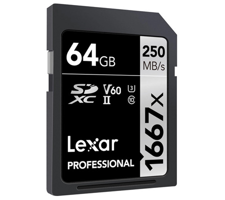 Lexar SDXC 64GB Professional 1667x UHS-II V60 (Read 250MB/s and Write 120MB/s)