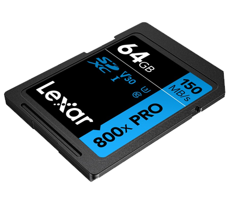 Lexar SDXC 64GB Pro High-Performance 800x UHS-I V30 (Read 150MB/s and Write 45MB/s)