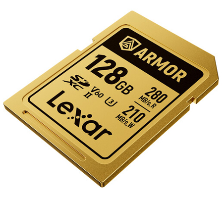 Lexar SDXC 128GB ARMOR GOLD UHS-II V60 (Read 280MB/s and Write 210MB/s)