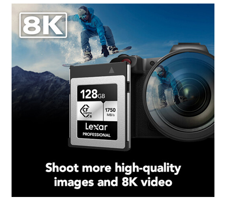 Lexar CFexpress Type B 128GB Professional Card Silver (Read 1750MB/s and Write 1300MB/s)