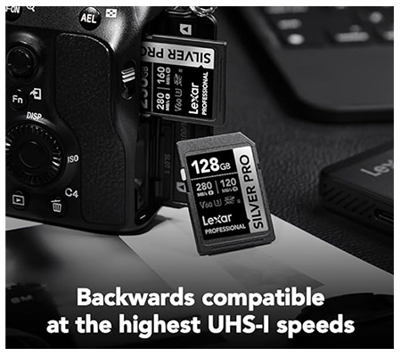 Lexar SDXC 128GB Professional Silver PRO UHS-II V60 (Read 280MB/s and Write 120MB/s)