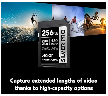 Lexar SDXC 256GB Professional Silver PRO UHS-II V60 (Read 280MB/s and Write 160MB/s)