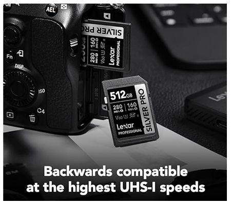 Lexar SDXC 512GB Professional Silver PRO UHS-II V60 (Read 280MB/s and Write 160MB/s)