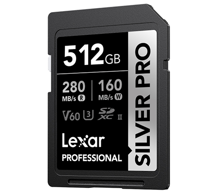 Lexar SDXC 512GB Professional Silver PRO UHS-II V60 (Read 280MB/s and Write 160MB/s)