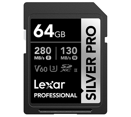 Lexar SDXC 64GB Professional Silver PRO UHS-II V60 (Read 280MB/s and Write 130MB/s)