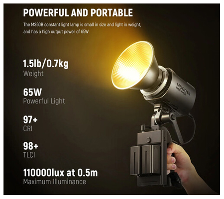 Neewer MS60B Bi-color LED Video Light Handheld Spotlight