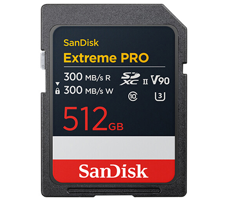SanDisk SDXC Extreme Pro 512GB UHS-II V90 (Read 300MB/s and Write 300MB/s)