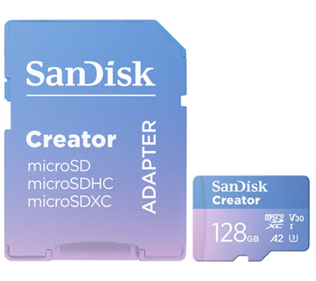 SanDisk Micro SDXC Creator 128GB UHS-I V30 (Read 190MB/s and Write 90MB/s)