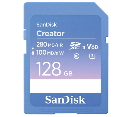 SanDisk SDXC Creator 128GB UHS-II V60 (Read 280MB/s and Write 100MB/s)