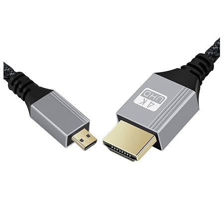 TetherPlus Micro HDMI to HDMI A V2.0 4K 3 Meter Nylon Braided TP-NUHDAMCM-300