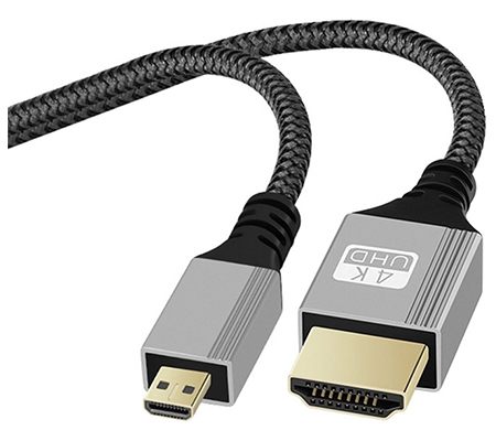 TetherPlus Micro HDMI to HDMI A V2.0 4K 1.5 Meter Nylon Braided TP-NUHDAMCM-150