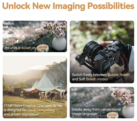 TTArtisan 50mm T2.1 Dual Bokeh Cine Lens for Sony FE Fullframe Lens