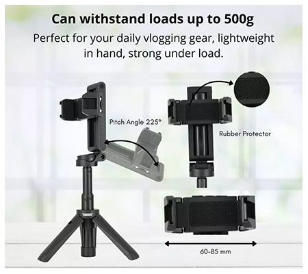 Takara HP-22 3-in-1 Extandable Grip Tripod Selfie Stick with Phone Holder Black