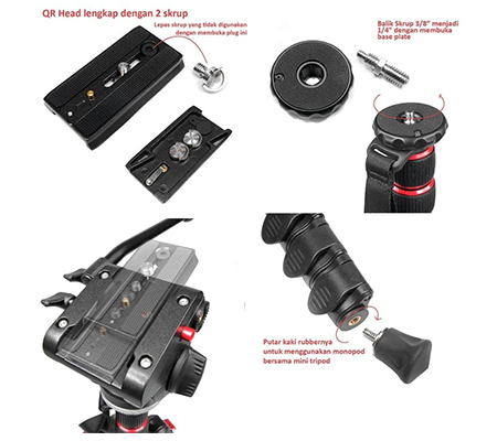 Takara Rover 77 Tripod Video Fluid Pan Head Monopod + Flatlay Bracket Takara OHA-25