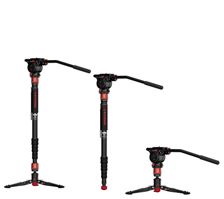 iFootage Cobra 3 A180T + Komodo K5 Fluid Head Carbon Fiber Monopod with Mini Tripod