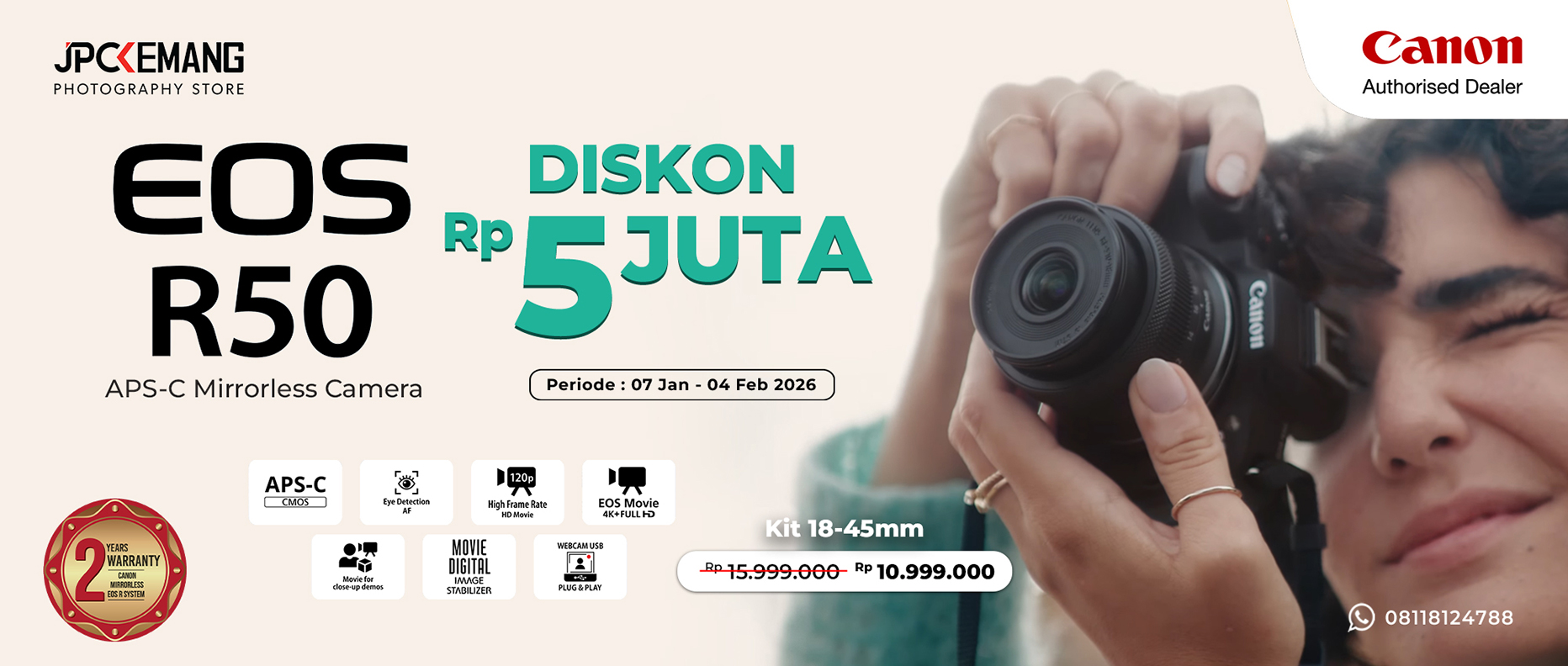 Diskon Canon EOS R50 kit 18 45mm